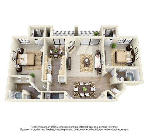 Floor plan for 2 beds, 2 baths, 1209 sqft